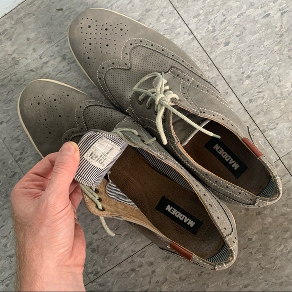 Steve Madden Mens RANNEY Gray Lace Up Wingtip Oxford Sneaker Shoes Size 13 - Picture 8 of 13